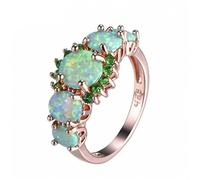 BEDT Green/orange Fire Opal Finger Ring Exquisite Rose And Gold Filled Wedding Rings For Women Jewelry