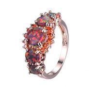 BEDT Green/orange Fire Opal Finger Ring Exquisite Rose And Gold Filled Wedding Rings For Women Jewelry