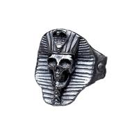 BEDT New Men's Rings Egyptian Pharaoh Skull Ring For Teens Gothic Punk Horned Jewelry Gift