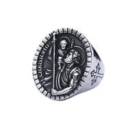 BEDT New Men's Rings St Christopher Ring Patron Saint Of Timetravelers Archangel Michael Jewelry Vintage
