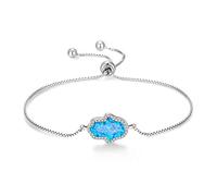 BEDT Synthetic Opal Bracelets For Women Hand Bracelet 925 Sterling Silver Jewelry Hamsa Hand Of Fatima Fashion Jewelry