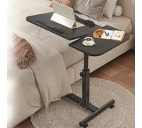 Bedtable,Adjustable Overbed Table with Wheels - Mobile Bed Desk, Rolling Bedtable for Laptop, Over The Bed Desk, Bedside Computer Table, Versatile Bed Table for Comfort and Convenience