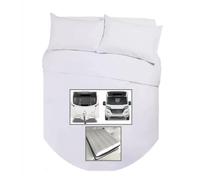 Bedtime Comforts Ltd CARAVAN/MOTOR HOME ISLAND BED DUVET COVER + 2 PILLOWCASES + DUVET (U Shape) Double SATIN STRIPE WHITE
