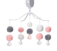 Bedtime Originals Blossom Pink/Gray Pom Pom Musical Baby Crib Mobile Soother Toy