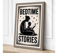 Bedtime Stories Typography Canvas Wall Art Print 30x20 Inch (76 x 51 cm)