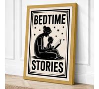Bedtime Stories Typography Canvas Wall Art Print 36x24 Inch (91 x 61 cm)