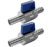 Beduan 1/2” Hose ID Barb Ball Valve 304 Stainless Steel Mini Shut Off Valve for Water Gas Fuel Drip Irrigation and Aquariums(Pack of 2)