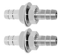 Beduan 1/4" Hose Barb Thru-Bulk Bulkhead Straight Hex Union Stainless Steel Fitting(Pack of 2)