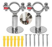 Beduan 2 Inch Stainless Steel Pipe Support - Adjustable Pipe Brackets for PVC/Metal Water Pipe - Wall & Ceiling Mount - Silver Finish