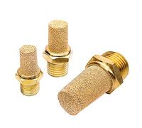Beduan 3 Pcs Pneumatic Brass Exhaust Muffler Filter, 1/8" Male Thread Hex Sintered Silencer Air Line Fitting
