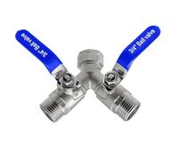Beduan 304 Stainless Steel Hose Distributor, 2 Way Y Garden Hose Bib Splitter with Long Handle, Water Hose, Ball Shut Off Valve, 3/4 GHz Thread