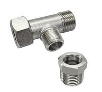 Beduan Brass Angle Stop Add-A-Tee Valve Compression Tee 3/8 Comp. Inlet by 3/8 Outlet with 1/2 Male G to 3/8 Female Comp Adapter