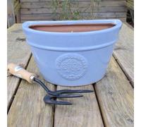 Bedwen 'Blossom Wall Pot' Ceramic - 26cm Duck Egg Glazed Frost Proof Outdoor Pot for Walls, Garden & Patio
