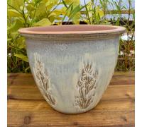 Bedwen 'Bramblewood' Ceramic Plant Pot - 30cm Cone Cream Glazed Outdoor Pot for Garden & Patio