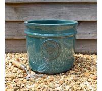 Bedwen Glazed Cylinder Planter - Blossom Orchard (Teal, Large)