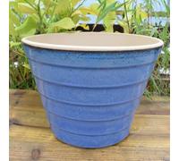 Bedwen 'Spectrum' Ceramic Plant Pot - 30cm Cone Blue Glazed Outdoor Pot for Garden & Patio