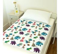 Bedwetz Potty Training Bed Pad - Waterproof Mattress Protector for Toddler & Single Beds, Washable 5-Layer Bed Wetting Sheet with Non-Slip Wing Tucks | 2 Pack |Dinosaur