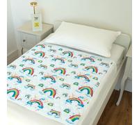 Bedwetz Potty Training Bed Pad - Waterproof Mattress Protector for Toddler & Single Beds, Washable 5-Layer Bed Wetting Sheet with Non-Slip Wing Tucks | Rainbow