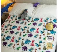 Bedwetz Potty Training Bed Pads | 2 Pack | 100% Waterproof Mattress Protector | Bedwetting Sheets, size fits Double Beds | Non Slip Mat with Side Wing Tucks | UK Brand | Dinosaur