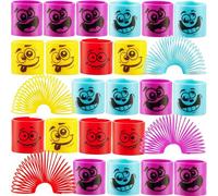 Bedwina Mega Pack of 50 Coil Spring Toy for Kids - Assorted Silly Faces and Colours, Plastic Mini Spring Toy - Party Bag Fillers for Kids Party Favours, Prizes, Stocking Fillers