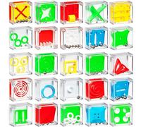 Bedwina Mini Cube Puzzle Box Set, 24 Pack Balance IQ Party Favor Games for Kids, Teens, Adults, 1.5 Inch Games for Kids 3D Brain Teaser Maze Ball Mini Puzzles Toy Stocking Stuffers in Bulk