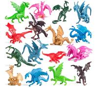Bedwina Mini Dragon Toy Figures - (Pack of 36) 5cm (2in) Plastic Rubbery Dragon Figurines in Assorted Colours & Styles - Party Favours, Cupcake Toppers, Decorations & Piñatas