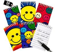 Bedwina Mini Spiral Notepads - (Pack of 24) 2.4" x 3.6 inch Assorted Cute Smile Face Memo Pad Notebooks, Pocket Size Emoji Party Supplies and Party Favors for Kids, Goodie Bags, Gift or Prize