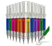Bedwina Syringe Pens - (Bulk Pack of 24) Retractable Fun Multi Color Novelty Pen for Nurses, Nursing Student School Supplies, Birthdays, Stocking Stuffers and Party Favor Gifts