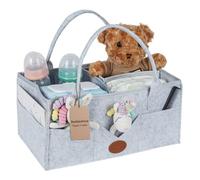 Bedzzatore Grey Baby Caddy Organizer, Diaper Caddy for Newborn Essentials, Portable Storage Basket for Changing Table and Nursery