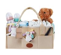 Bedzzatore Khaki Baby Caddy Organizer, Diaper Caddy for Newborn Essentials, Portable Storage Basket for Changing Table and Nursery
