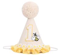 Bee 1st Birthday Hat for Girls - Happy Bee Day First Birthday Decorations, First Bee Day Party Hat, Cake Smash Props