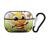 Bee Airpod Pro Case Cover Wireless Earbuds Case Protective Cover with Keychain Compatible with AirPods 1st & 2nd Generation Full Protective, Front LED Visible Black