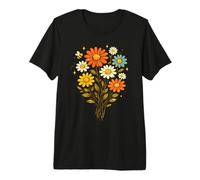 Bee and Daisy Retro Style Flower Graphic Premium T-Shirt