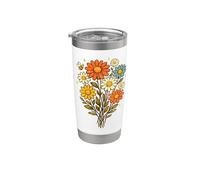 Bee and Daisy Retro Style Flower Graphic Stainless Steel Insulated Tumbler
