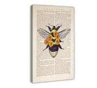 Bee And Flower Dictionary Art Poster Canvas Poster Wall Art Decor Print Picture Paintings for Living Room Bedroom Decoration 20x30inch(50x75cm)