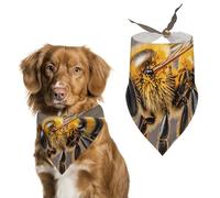 Bee and Flower Dog Bandanas for Feeding Grooming, Triangle Pet Bibs Washable Pets Scarf for Cats & Dogs