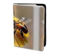 Bee And Flower Printing Passport Holder For Travel Must Have,Passport Cover Case For Travel Accessories For Women Men, Black, One Size