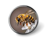 Bee And Flower Round Badge for Men Women, Durable & Stylish Lapel Pins, Lightweight Metal Badges for Shirts, Jackets, Hats