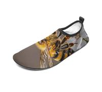 Bee and Flower Water Shoes for Men Women, Lightweight Stretch Swim Shoes with Anti-Slip Rubber Sole, Quick-Dry Aqua Socks for Pool, Beach, Surfing, Style, 4 Women/4 Men