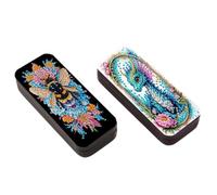 Bee and flying dragon-5D Diamond Painting Set DIY Glasses Case Storage Box, Leather Handmade Diamond Craft Gift Art Glasses Case 2pcs