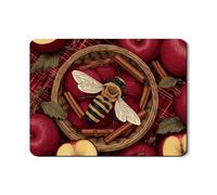 Bee and Fruits Dish Drying Mats For Kitchen Counter, Rustic Red Absorbent Rubber Dish Drainer Mat, Autumn PU Leather Drying Pad For Coffee Bar Protector 18x24 Inch
