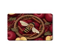 Bee and Fruits Dish Drying Mats For Kitchen Counter, Rustic Red Absorbent Rubber Dish Drainer Mat, Autumn PU Leather Drying Pad For Coffee Bar Protector 12x20 Inch
