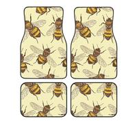 Bee Animal Car Mats 4 Pieces Pattern Universal Floor Car Mats Non-Slip Vehicle Carpet for SUV Van Truck Sedan