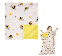 Bee Baby Blanket, Baby Essentials for Newborn, Baby Cot Blanket with Dotted Fleece Backing, Unisex Newborn Essentials for Nursery Decor, Sleep, Stroller, Personalised Gifts for Boys Girls, 30x40 inch