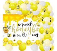 Bee Baby Shower Decorations, Bee Party Decorations A Sweet Honeybee Is on the Way Backdrop and Yellow Balloon Garland Arch Kit for Baby Shower,Gender Reveal,Mom to Be