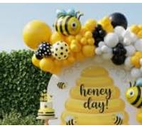 Bee balloon garland arch kit balloon with mylar bee daisy balloons for little honey Birthday Party what will it bee Gender Reveal baby shower spring decorations