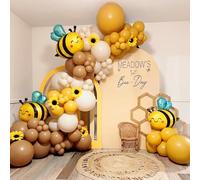 Bee Balloons Arch Kit Mustard Yellow Sand White Brown Bee Balloons for Bee Baby Shower Party Decorations, Gender Reveal Mama to Bee Party Fall Wedding Birthday Party Supplies