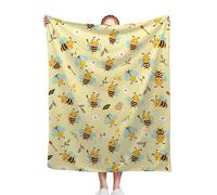 Bee Blanket, Bees Throw Blanket, 50 x 60 Inch Throw Lightweight Super Soft Cozy Blankets for Couch Bed Sofa Chair