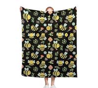 Bee Blanket, Cute Bees 60 x 80 Inch Throw Lightweight Super Soft Cozy Blankets for Couch Bed Sofa Chair