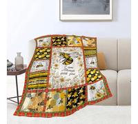 Bee Blanket Honey Bee Decor Throw Blankets Cozy Fleece Flannel Blanket Soft Warm Plush Lightweight Blanket Bees Themed Gifts for Women Men Boys Girls Adults Kids for Couch Sofa Bed 60"X80"